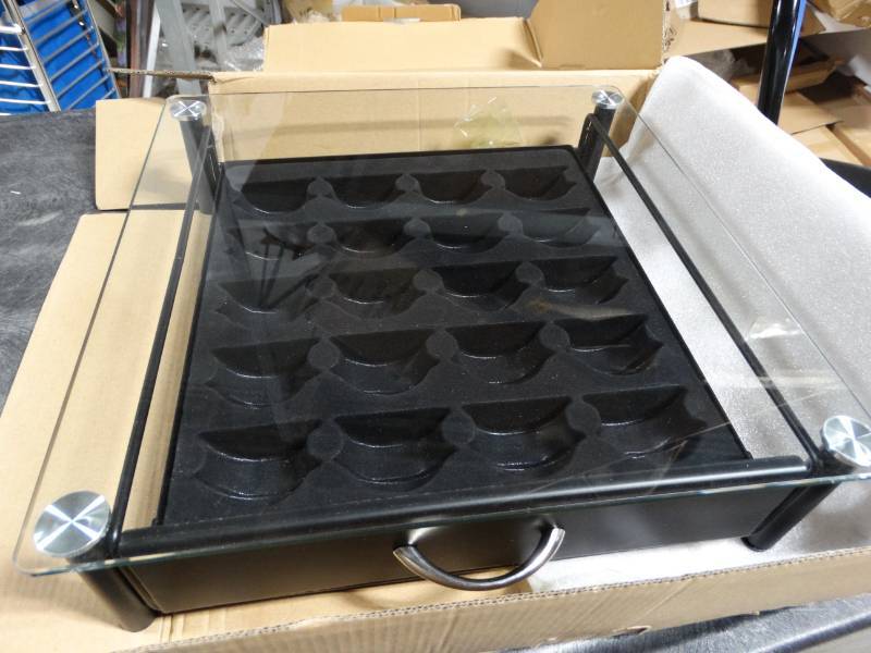 lot 19128 image: Crystal tempered glass storage drawer