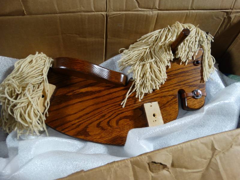 lot 19199 image: Amish made wooden rocking horse