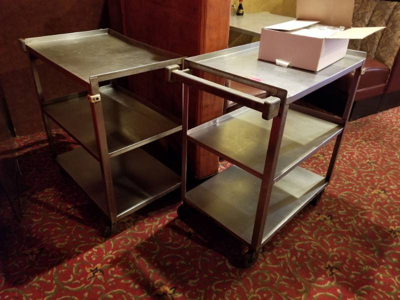 lot 9753 image: 2 Stainless Steel Rolling Carts