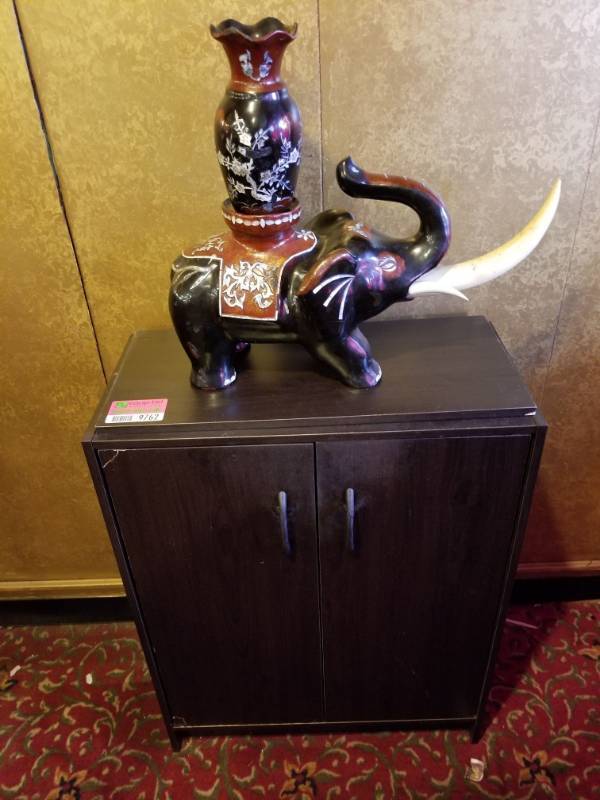 lot 9762 image: Small Cabinet with Art Piece