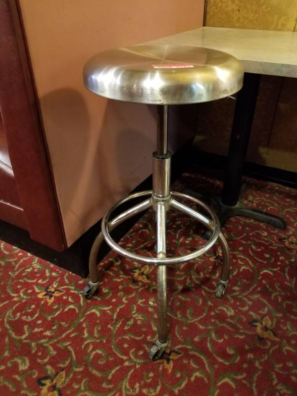 lot 9784 image: Metal Rolling Bar Stool