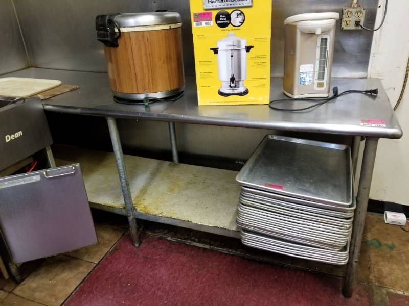 lot 9862 image: Stainless Steel Table 96in x 30in