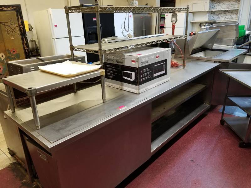 lot 9867 image: Stainless Steel Table With Racks On Top