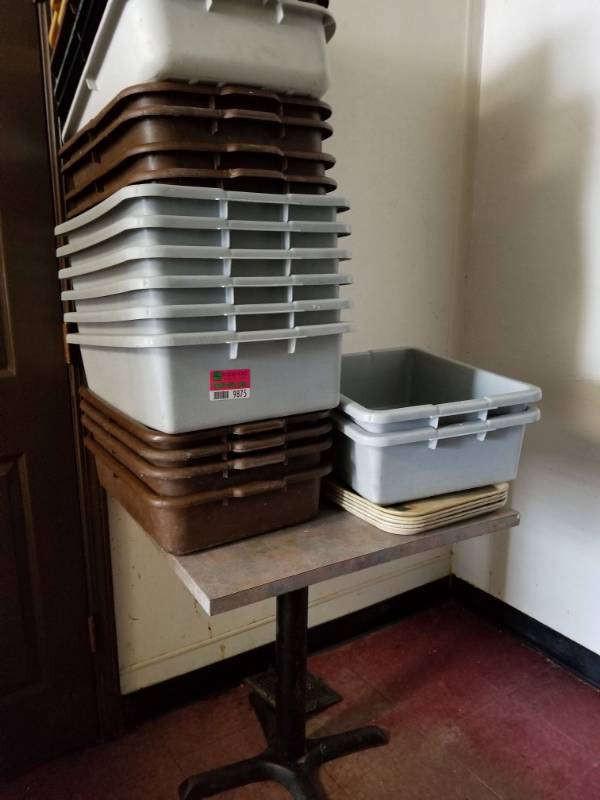 lot 9875 image: Table and Plastic Tubs