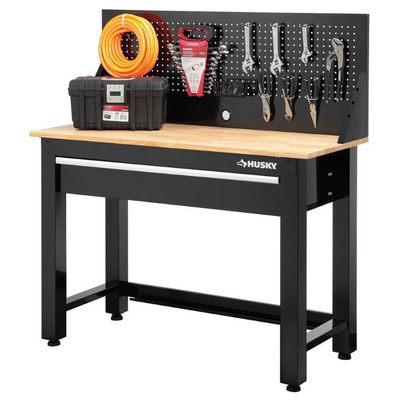 lot 6380 image: 4 ft. Solid Wood Top Workbench with Storage