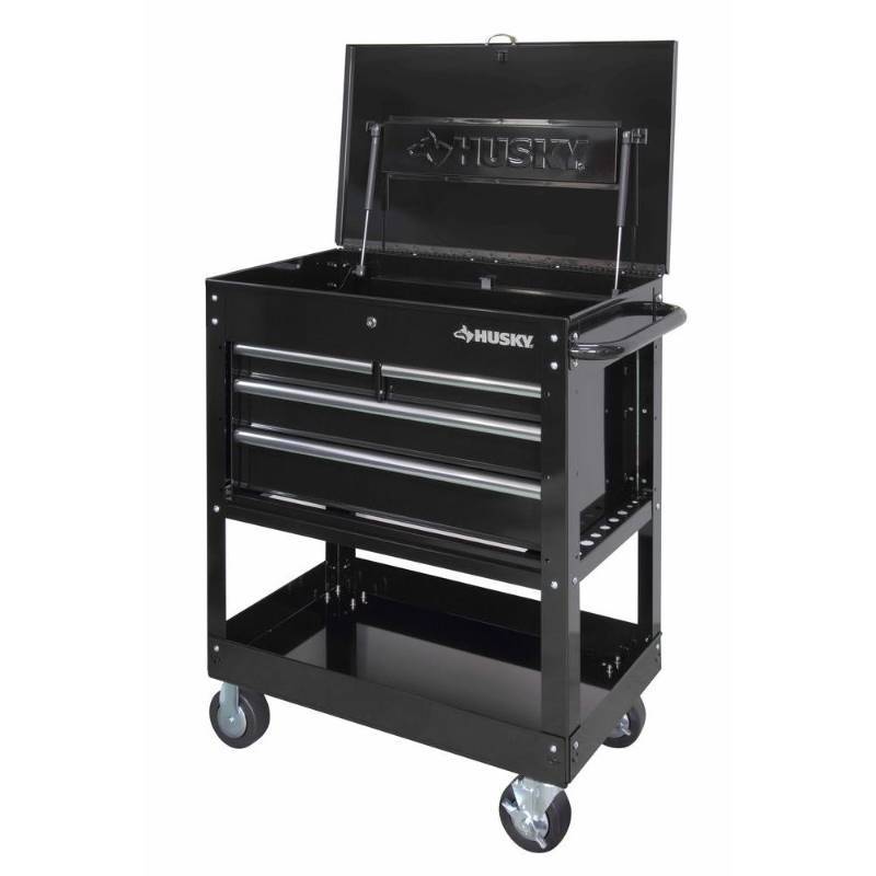 lot 6383 image: Husky 33 in. 4-Drawer Mechanics Tool Cart, Black BlackGlossy HOUC3304B10