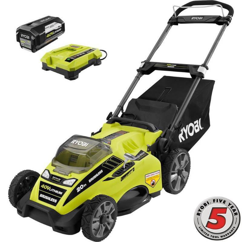 lot 6388 image: Push Lawn Mower 20 , 40 Volt Brushless Lithium Ion Cordless  Battery  Charger