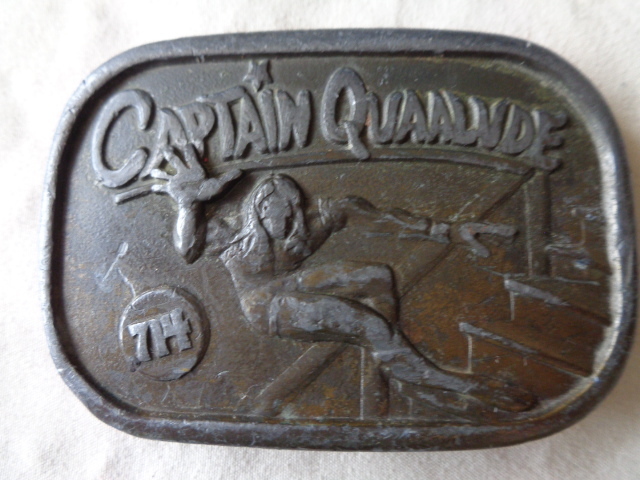 lot 6566 image: 1977 Indiana Metal Craft  Captain Quaalude Belt Buckle