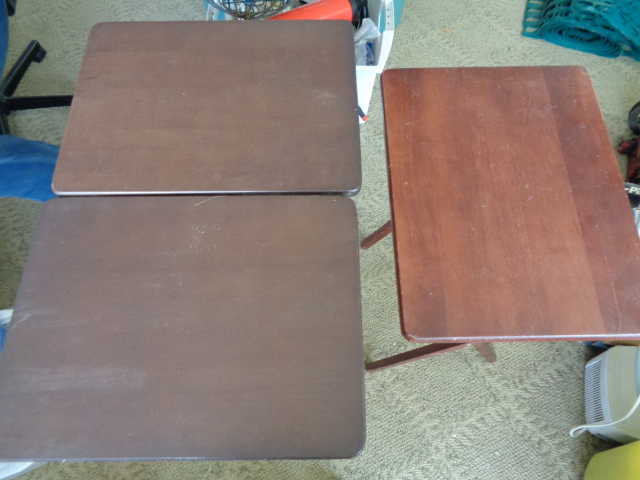 lot 6655 image: 3 Wood Tv Trays