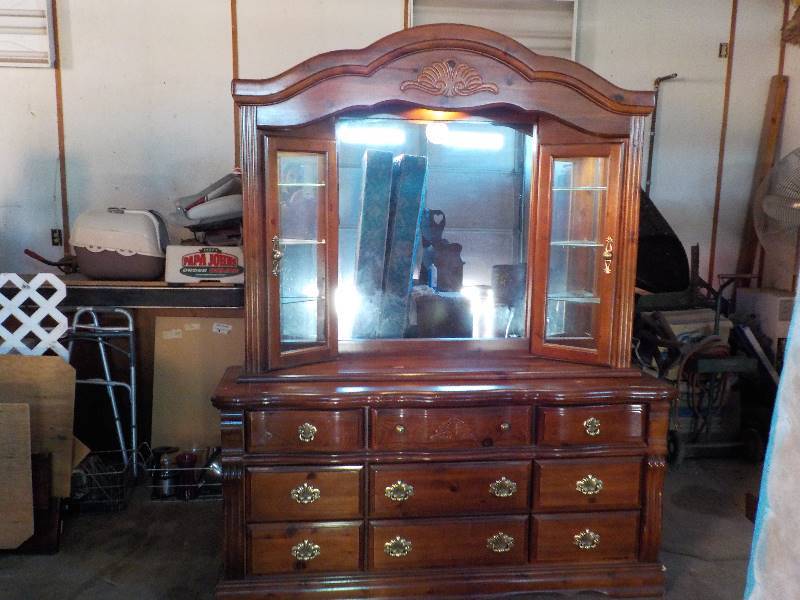 Large Dresser With Mirror 85 Wide X 68 Tall X 18 Deep Has A