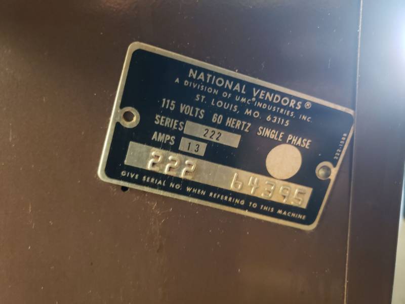 lot 3754 image: National Vendors Cigarette Vending Machine Model- 222
