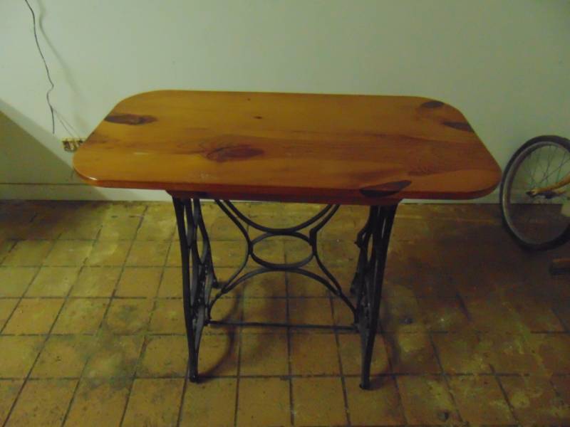 lot 10649 image: New Home Cast Iron Hard Wood Table