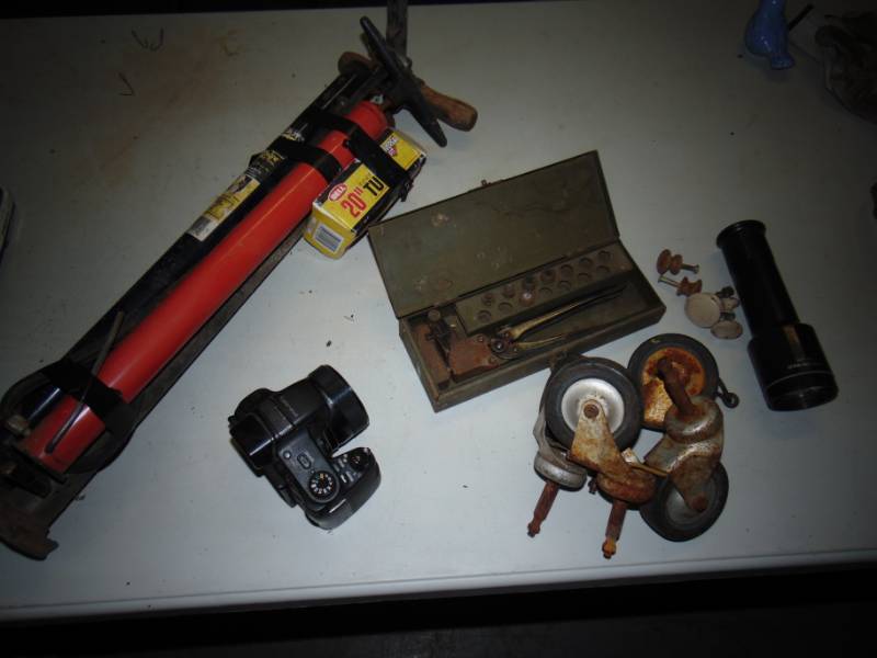 lot 10722 image: Vintage 3 Air Pumps, pliers, punches, and nippers