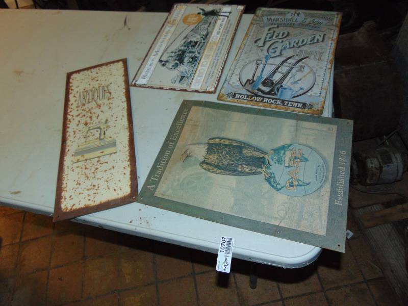 lot 10707 image: 4 Metal Vintage Signs