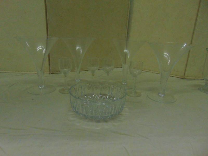 lot 10789 image: Crystal Martini Glasses and cognac stemware