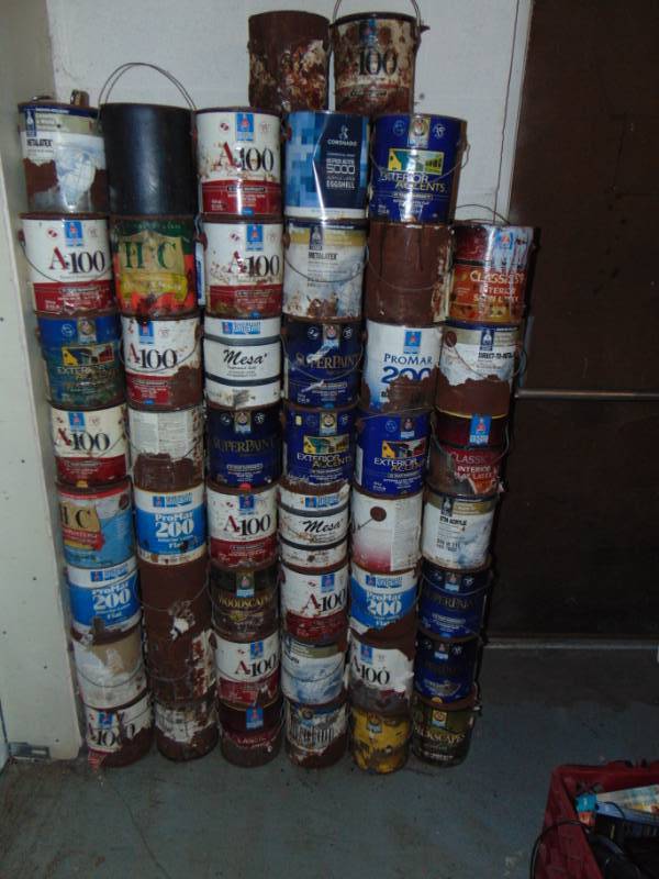 lot 10852 image: Close to 100 Cans of Used Paint
