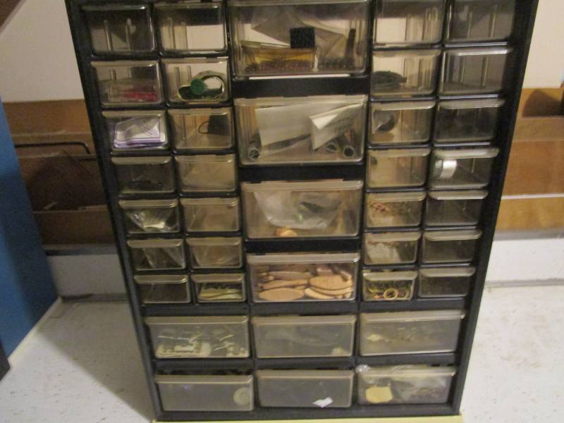 lot 13237 image: Multi Drawer Storage Cabinet with Contents