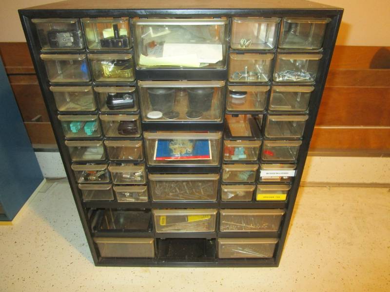 lot 13238 image: Multi Drawer Storage Cabinet with Contents