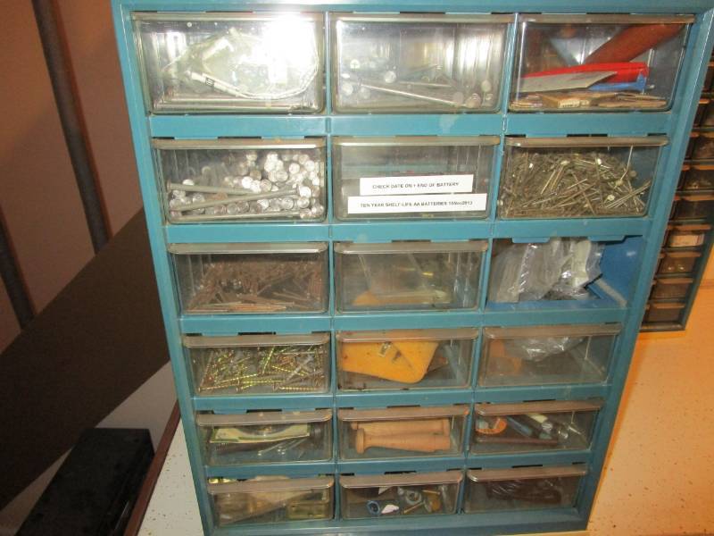 lot 13239 image: Multi Drawer Storage Cabinet with Contents