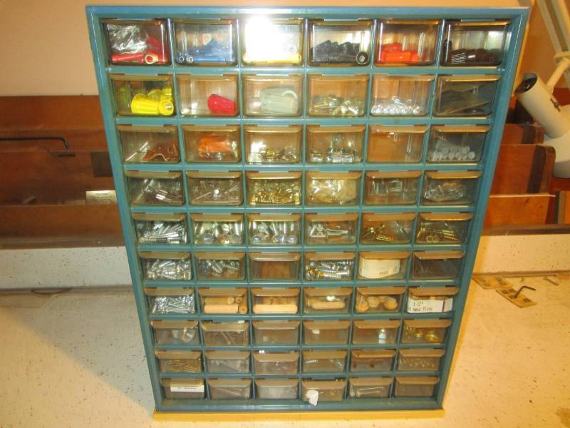 lot 13240 image: Multi Drawer Storage Cabinet with Contents