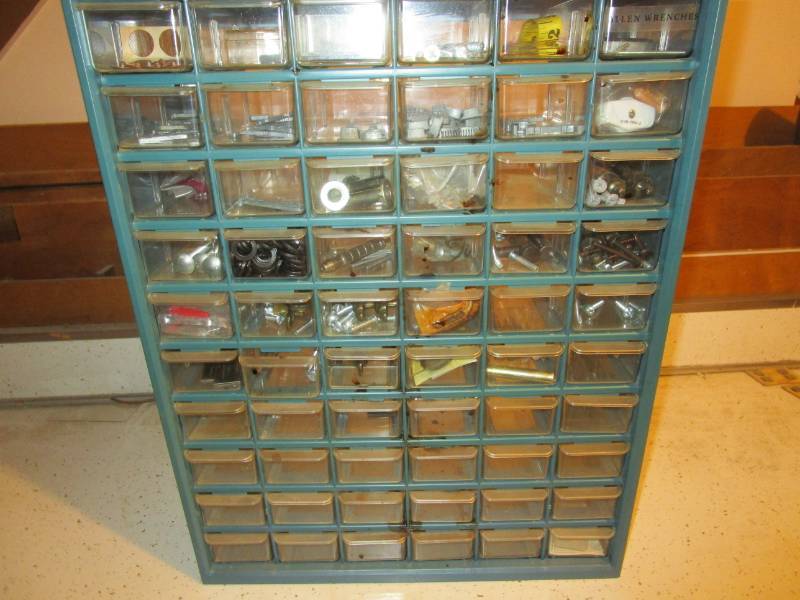 lot 13241 image: Multi Drawer Storage Cabinet with Contents