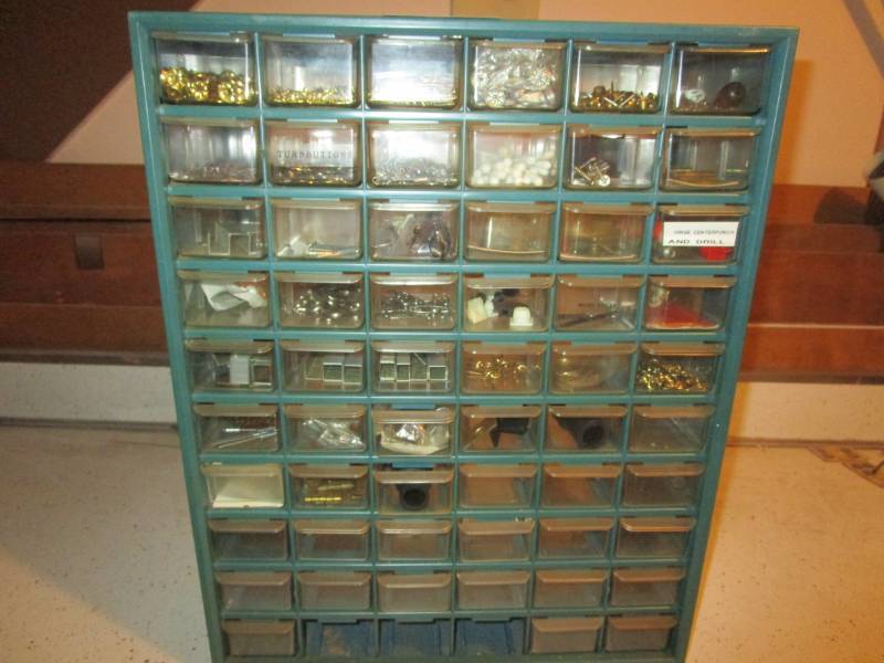 lot 13242 image: Multi Drawer Storage Cabinet with Contents