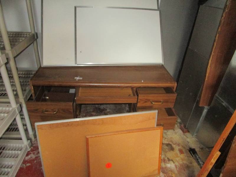 lot 13269 image: Desk and Lot of White Boards Dry Erase