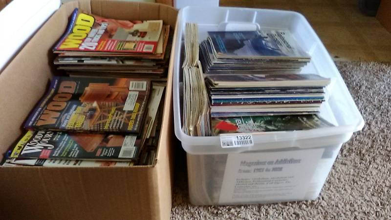 lot 13322 image: Magazines Lot Totes and Boxes Full