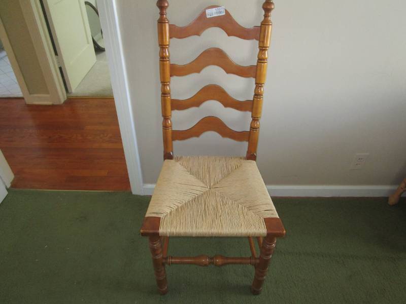 lot 13379 image: Wood Chair with Cane Bottom Seat