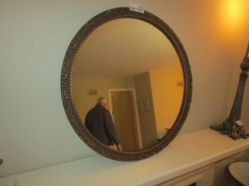 lot 13425 image: Framed Oval Mirror