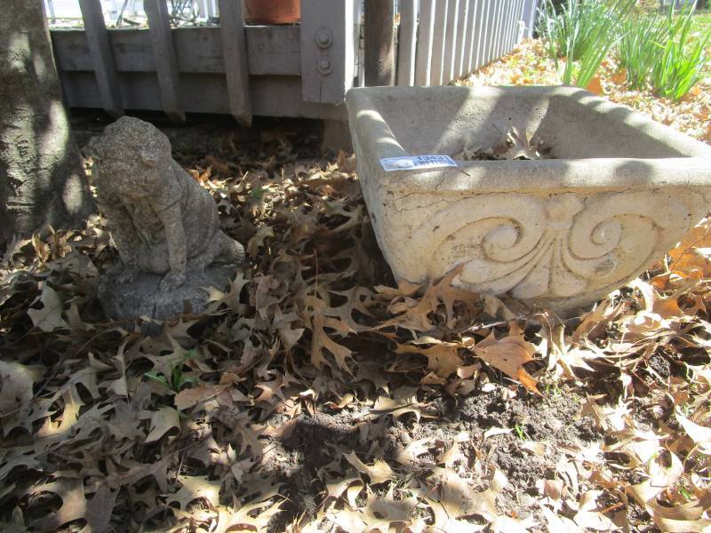 lot 13431 image: Concrete Planter and Figurine