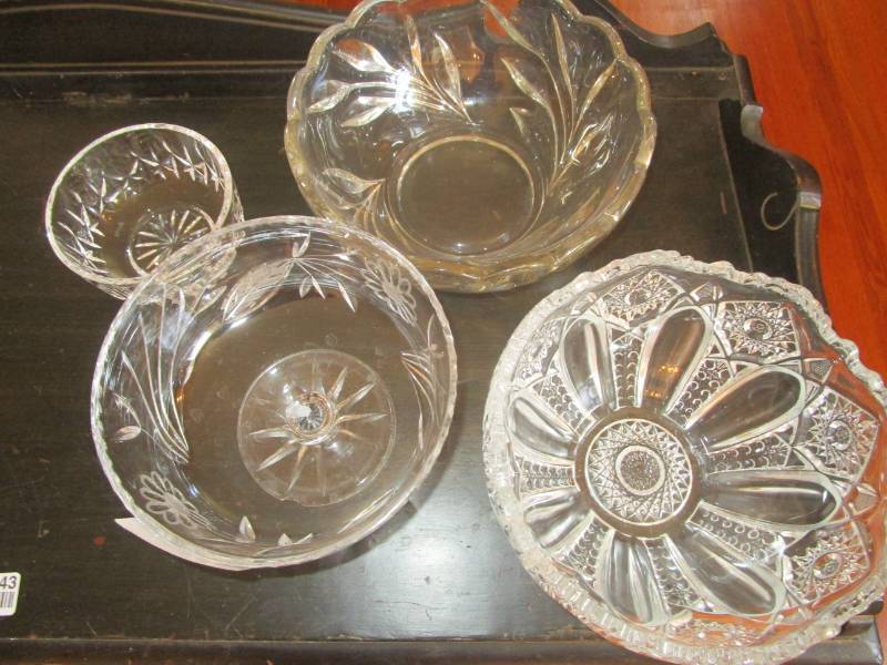 lot 13457 image: Clear Glass  Crystal Serving Bowls Lot