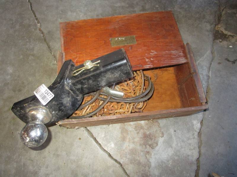 lot 13477 image: Tow Hitch and Chains In Box