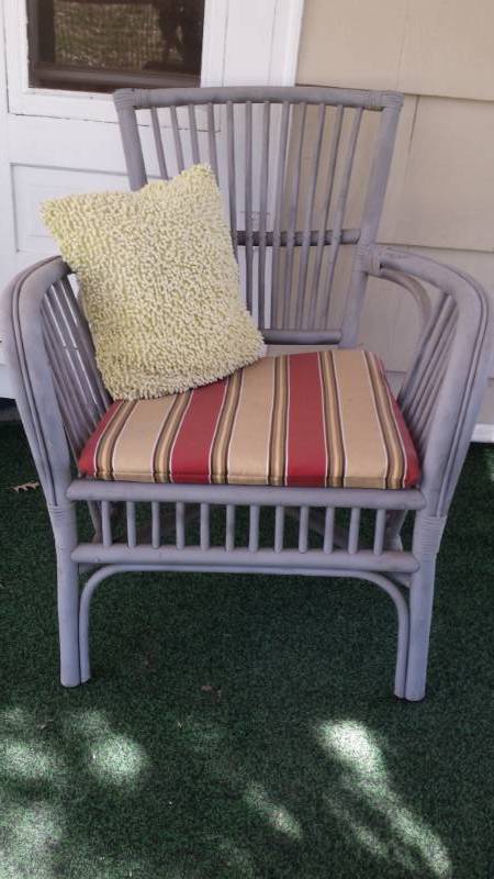 lot 13421 image: Wicker Deck Arm Chair with Cushion