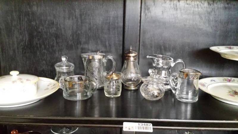 lot 13487 image: Various Glass Gold Accent Serving Pieces and MORE