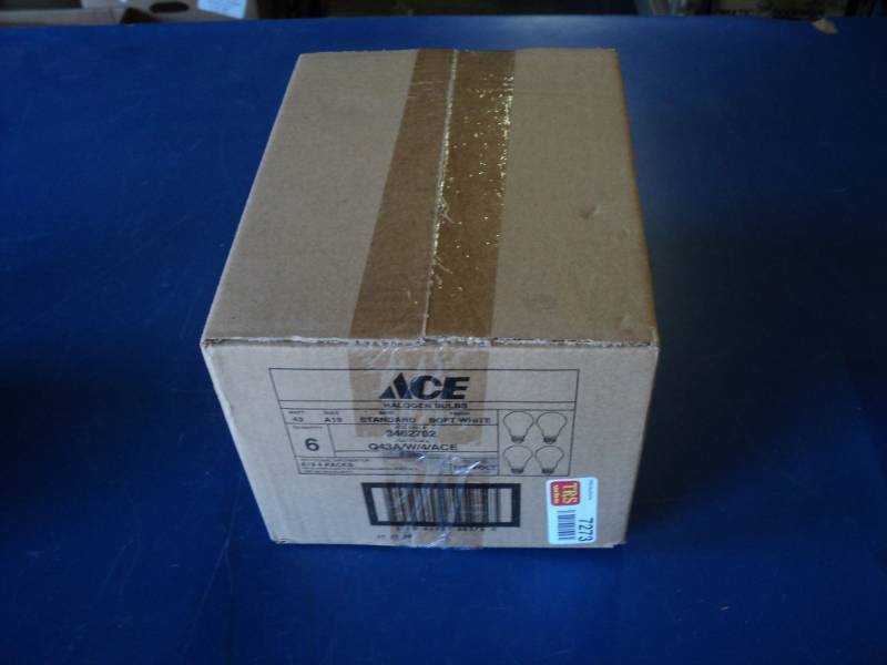 lot 7273 image: (1) box Ace Halogen Bulbs 43 watt (60 watt) 4 bulbs per box 6 boxes 24 total