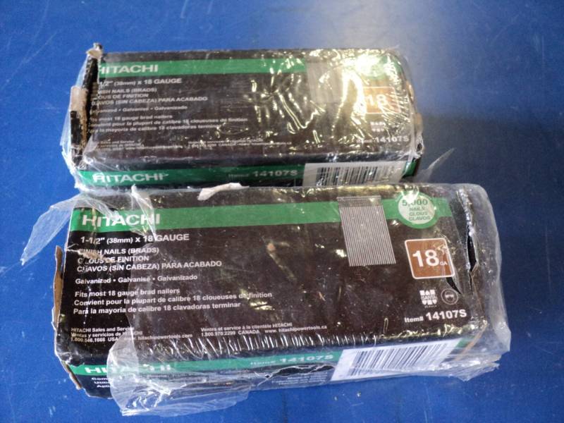lot 7311 image: (2) boxes Hitachi 1-12 (38mm) x 18 gauge finish nail (brads) item #14107S