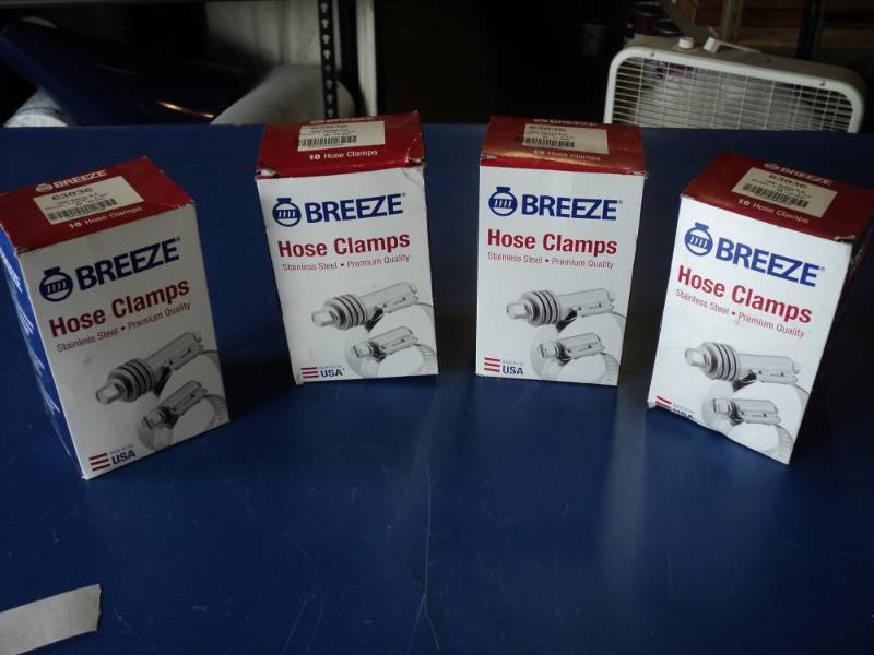lot 7317 image: (4) boxes Breeze hose clamps, Stainless Steel 63036, 300 Series Range 1-1316-2-34 (46-70 mm), 10 per box