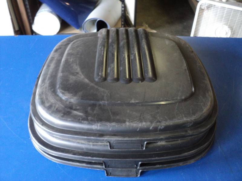 lot 7319 image: (3) ct lot plastic trash can lids, approx 23 x 24(with hinge)--Trash can not included