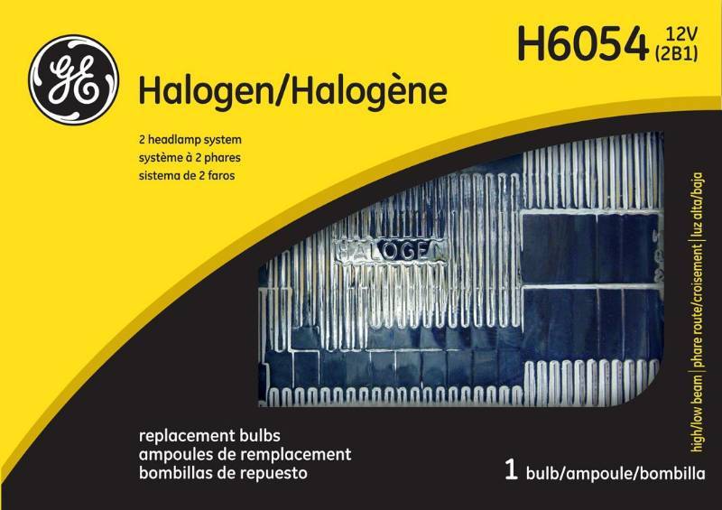 lot 7293 image: (1) pair GE Halogen H6054 replacement headlight bulbs, boxes are damaged, bulbs are unaffected