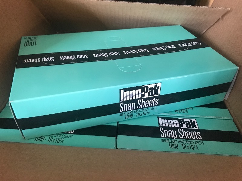 lot 10491 image: Case of 10 boxes of 10 x 10 snap sheets plain great for deli restaurant convenience store donut shop use your imagination as pictured
