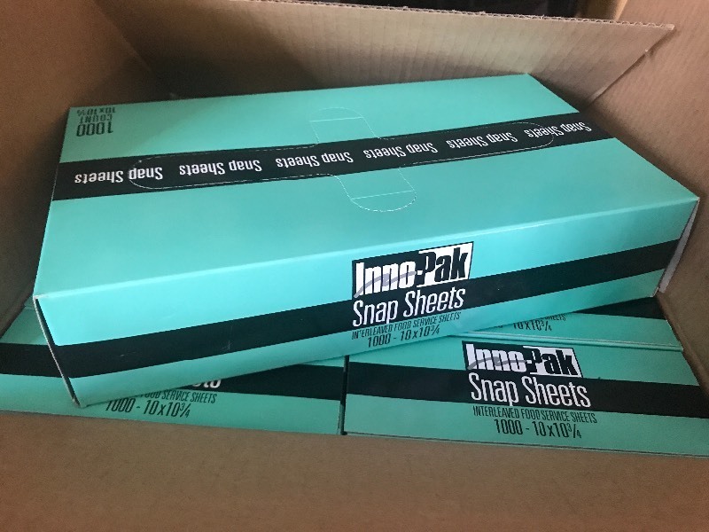 lot 10493 image: Case of 10 boxes of 10 x 10 snap sheets plain great for deli restaurant convenience store donut shop use your imagination as pictured