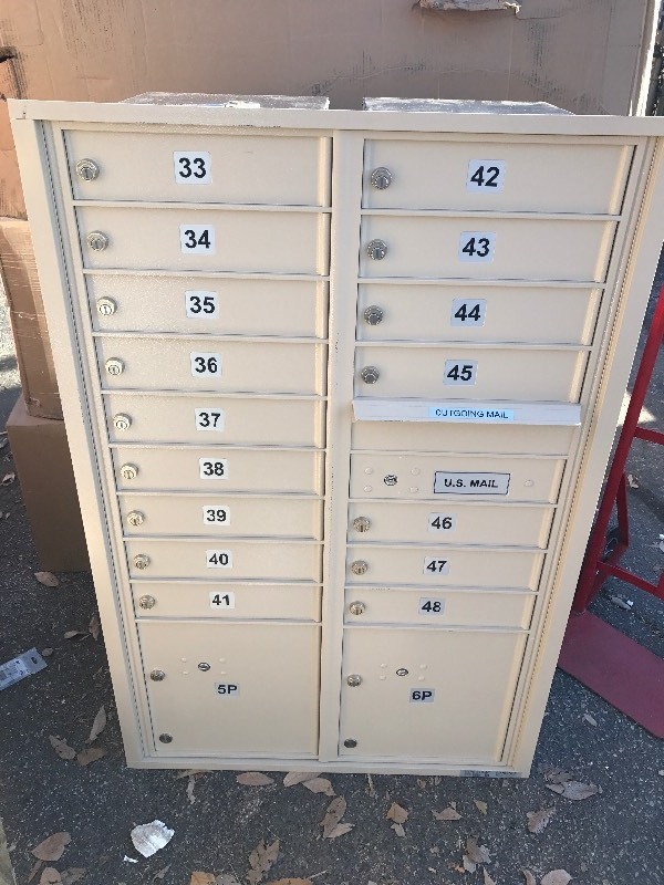 lot 11 image: New 16 slot mailbox or use in house for safe lock up individual doors many uses mount in wall has all the keys as pictured high dollar items
