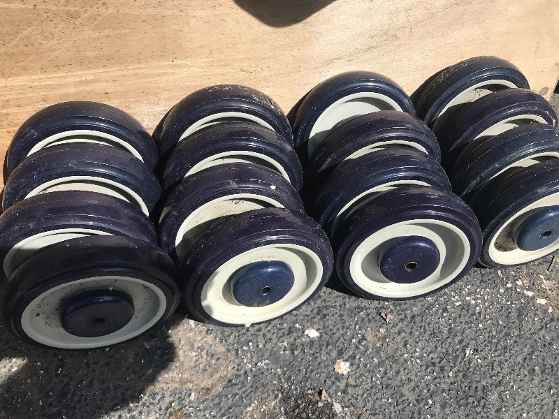 lot 81 image: Lot of shopping cart style wheels with bearings heavy duty use your imagination