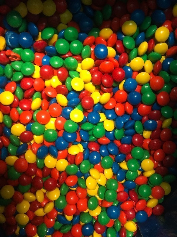 lot 9368 image: Bulk box of candy covered chocolate same style as M&Ms  25 pound box