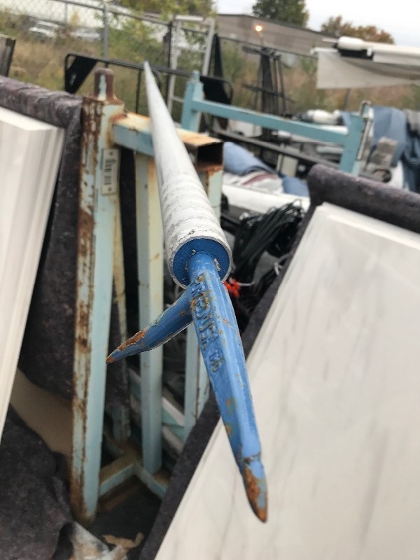 lot 9681 image: Long aluminum pole with blue steel hook peace as pictured use your imagination