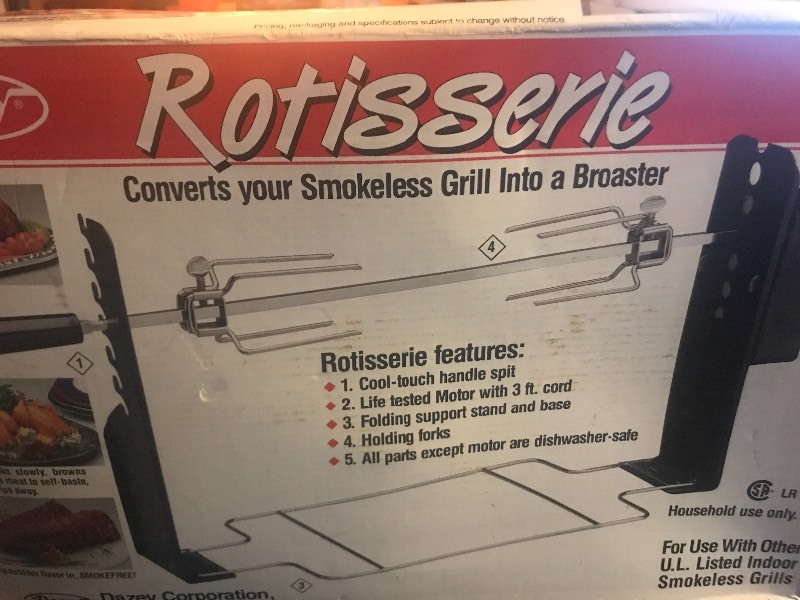 lot 121 image: Rotisserie unit make your indoor grill a rotisserie add this to many of your cooking items as pictured
