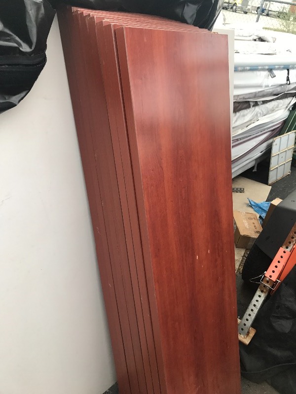 lot 185 image: Large lot of table tops as pictured 24 x 5   Would make great shelves in pantry use your imagination