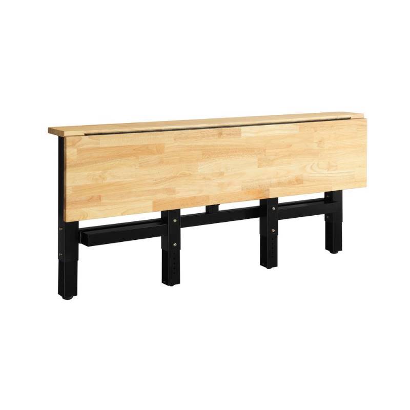 lot 329 image: 42 in. H x 72 in. W x 24 in. D Steel and Wood Adjustable Height Folding Garage Workbench in Black, Black And Natural