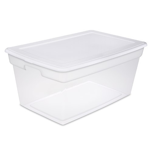 lot 337 image: Sterilite 90 Quart Storage Box- White, Set of 4